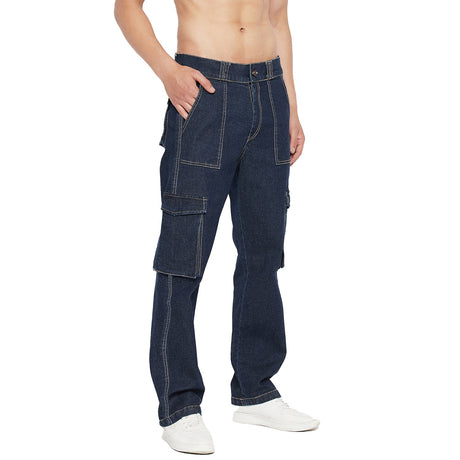 Dark Washed Cargo Carpenter Denim Jeans Fugazee 