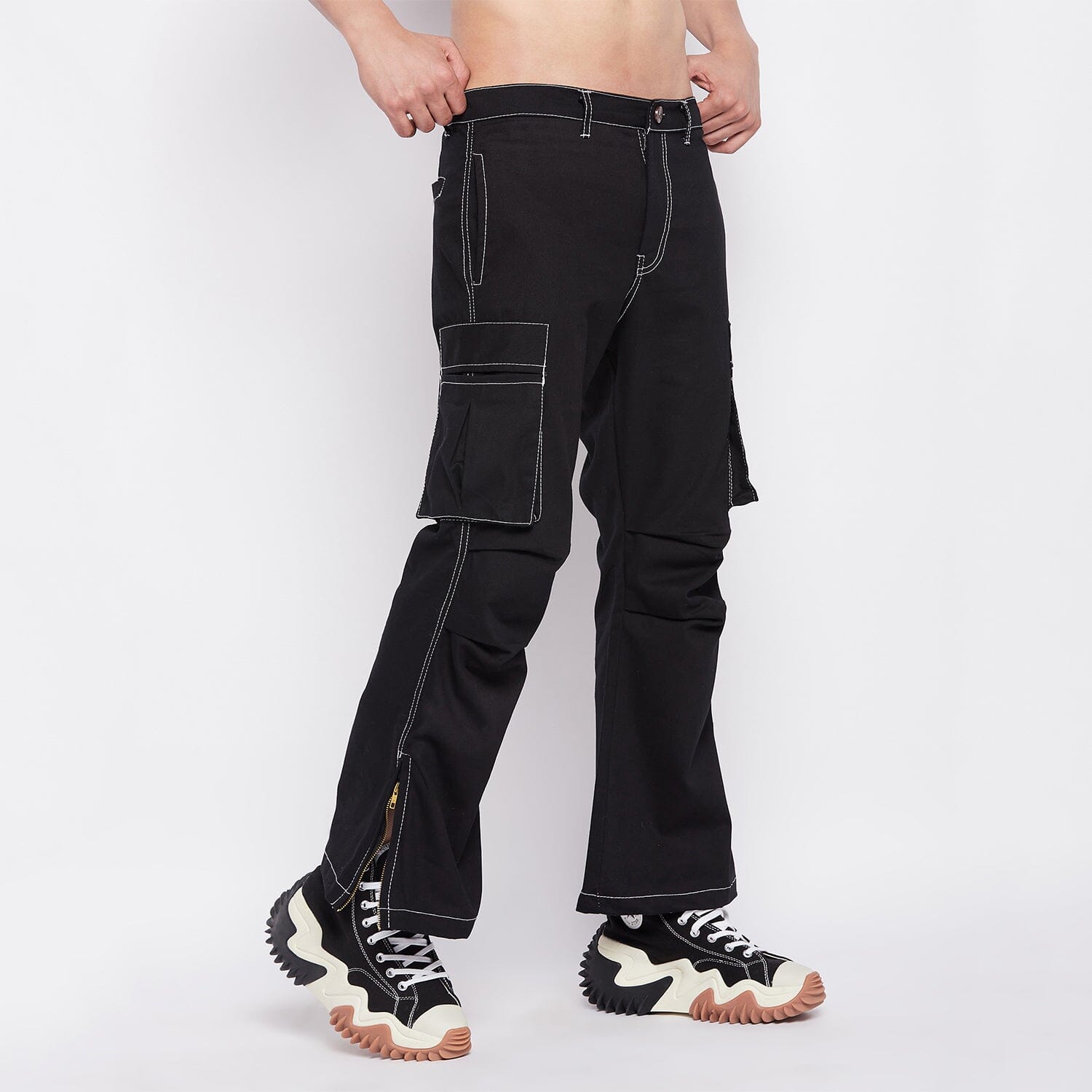 Manfinity Homme Men Cotton Top-stitching Flap Pocket Side Cargo Pants |  SHEIN USA