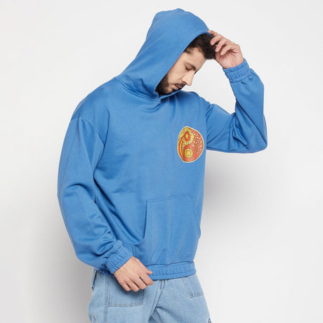 Blue Balanced Graphic Oversized Hooded Sweatshirt Sweatshirts Fugazee 