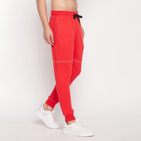 Red Contrast Stich Relaxed Fit Trackpants Trackpants Fugazee 