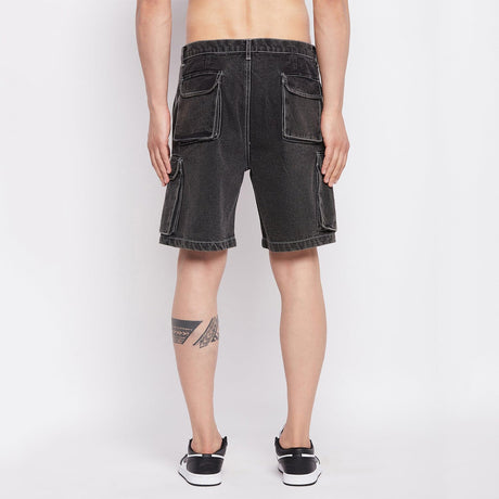 Grey Washed Carpenter Cargo Denim Shorts Shorts Fugazee 