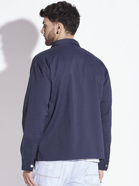 Navy Textured OverShirt Shirts Fugazee 