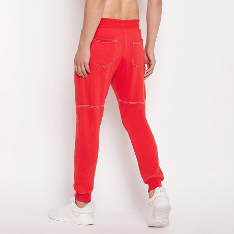 Red Contrast Stich Relaxed Fit Trackpants Trackpants Fugazee 