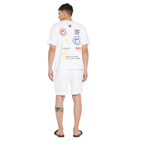 White Smiley Oversized Graphic Tshirt T-shirts Fugazee 