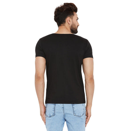 Black Deep Scoop Neck Tee T-Shirts - Fugazee