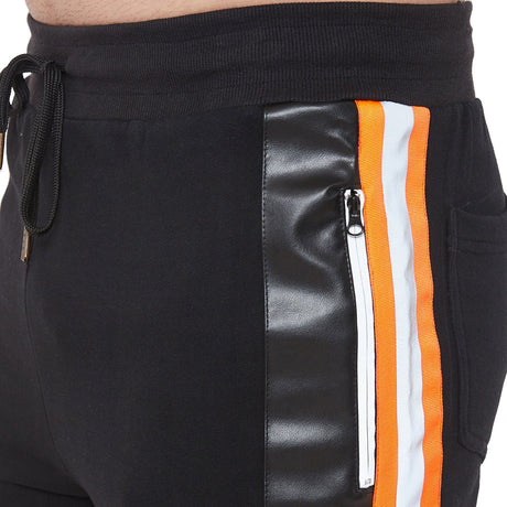 Black Neon Orange Reflective Taped Shorts Shorts - Fugazee