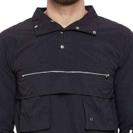 Black Nylon Cargo Wind Cheater Jacket Jackets Fugazee 