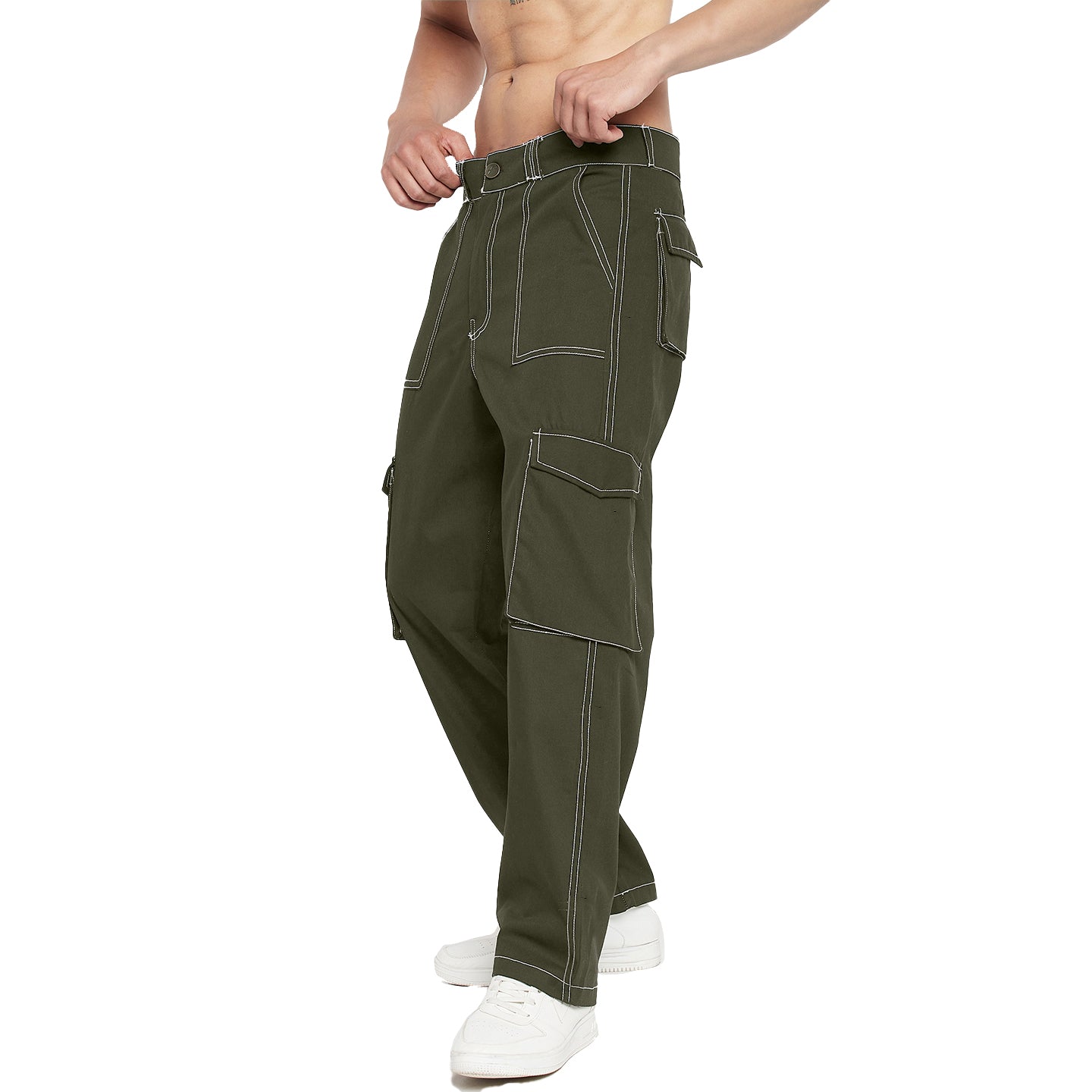 Relaxed Fit Cargo trousers  Dark khaki green  Men  HM IN